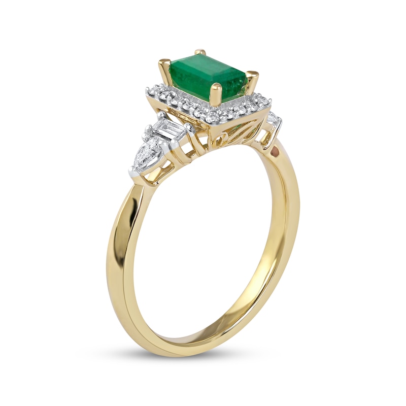 Emerald Ring 1/3 ct tw Diamonds Yellow Gold Plated