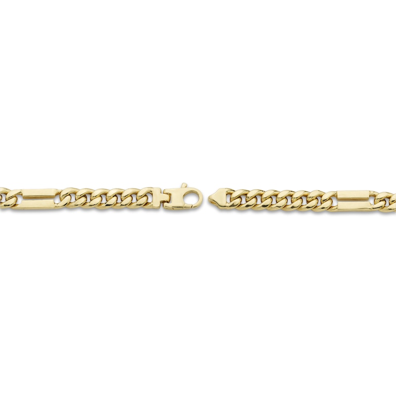 Solid Curb Chain Station Bracelet Yellow Gold Plated 8.5"