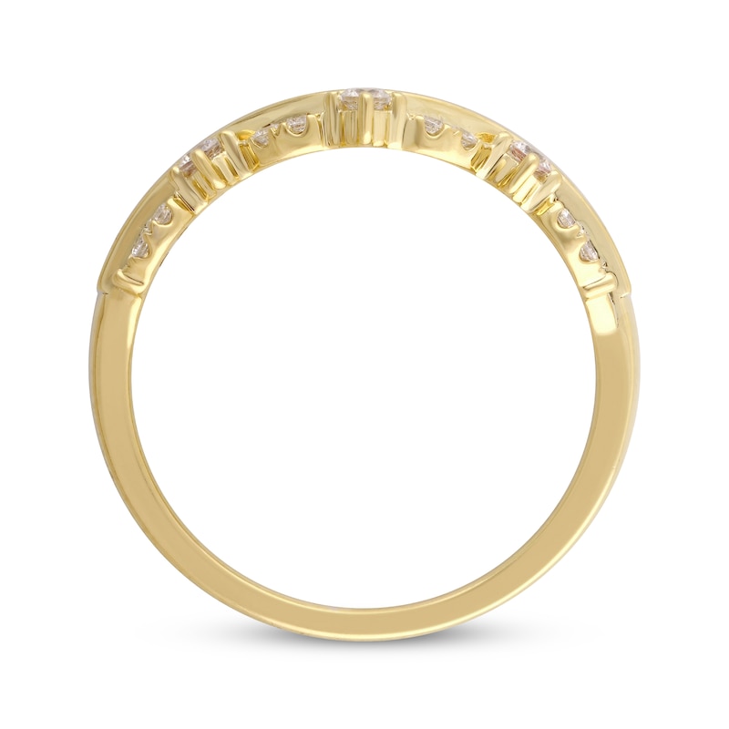 Diamond Contour Ring 1/3 ct tw Round-cut Yellow Gold Plated