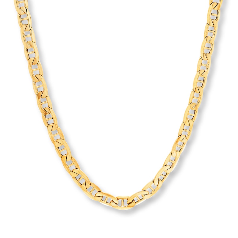 Hollow Mariner Chain Necklace Yellow Gold Plated 20"