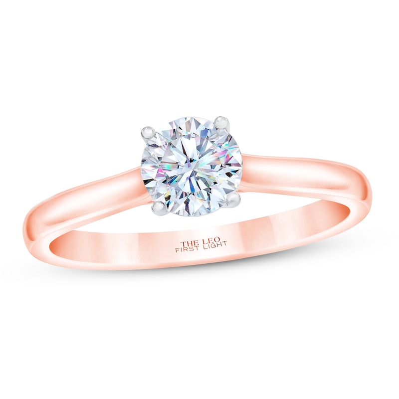 THE LEO First Light Diamond Solitaire Engagement Ring 1/2 ct tw Round-cut Rose Gold Plated