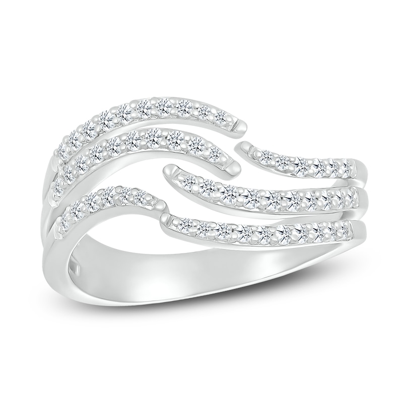 Diamond Open Ring 1/3 ct tw Round-cut White Gold Plated