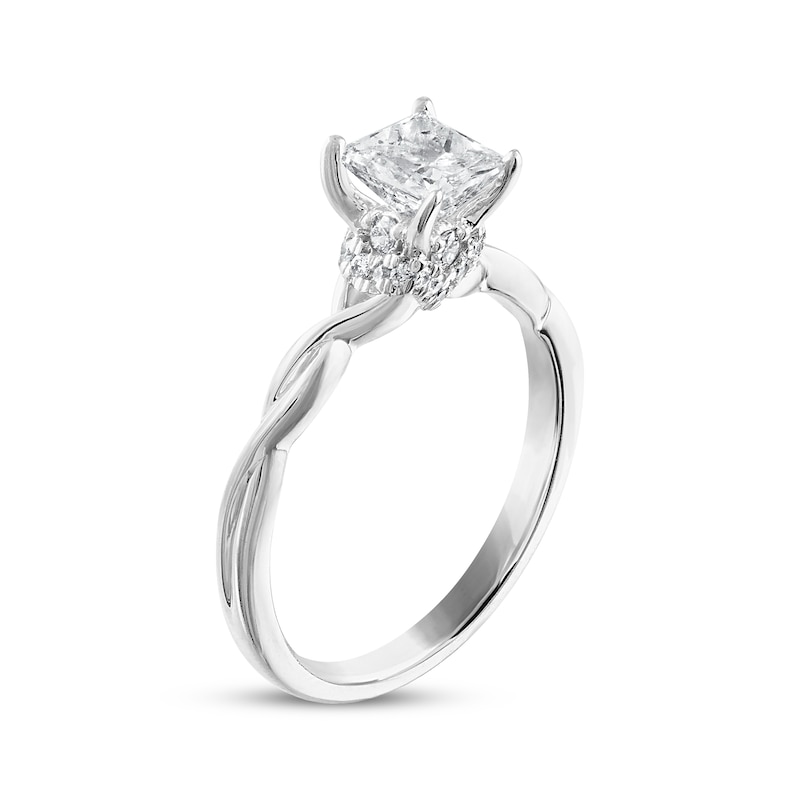Diamond Solitaire Engagement Ring 3/4 ct tw Princess/Round White Gold Plated