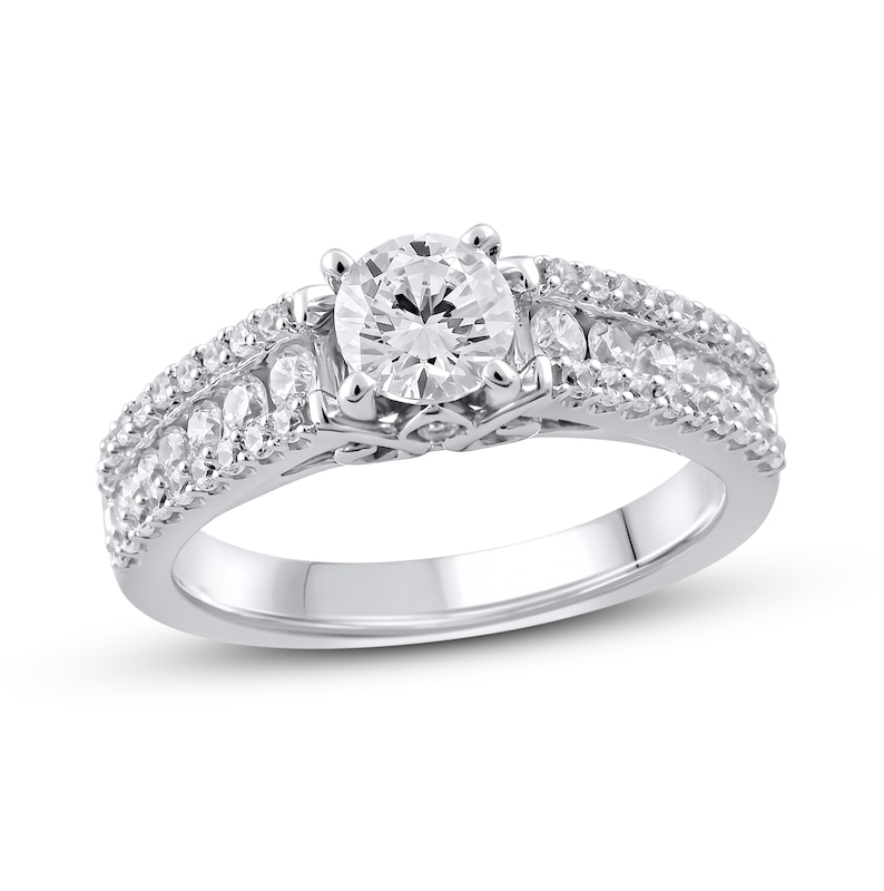 Diamond Engagement Ring 1-1/4 ct tw Round-cut White Gold Plated