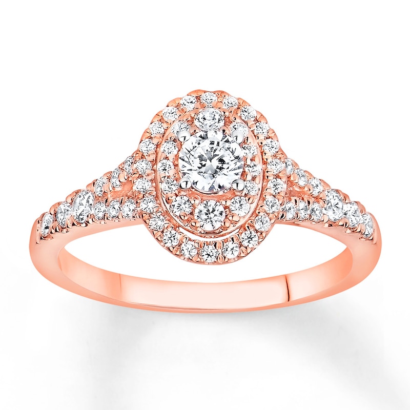 Diamond Engagement Ring 5/8 ct tw Round-cut Rose Gold Plated