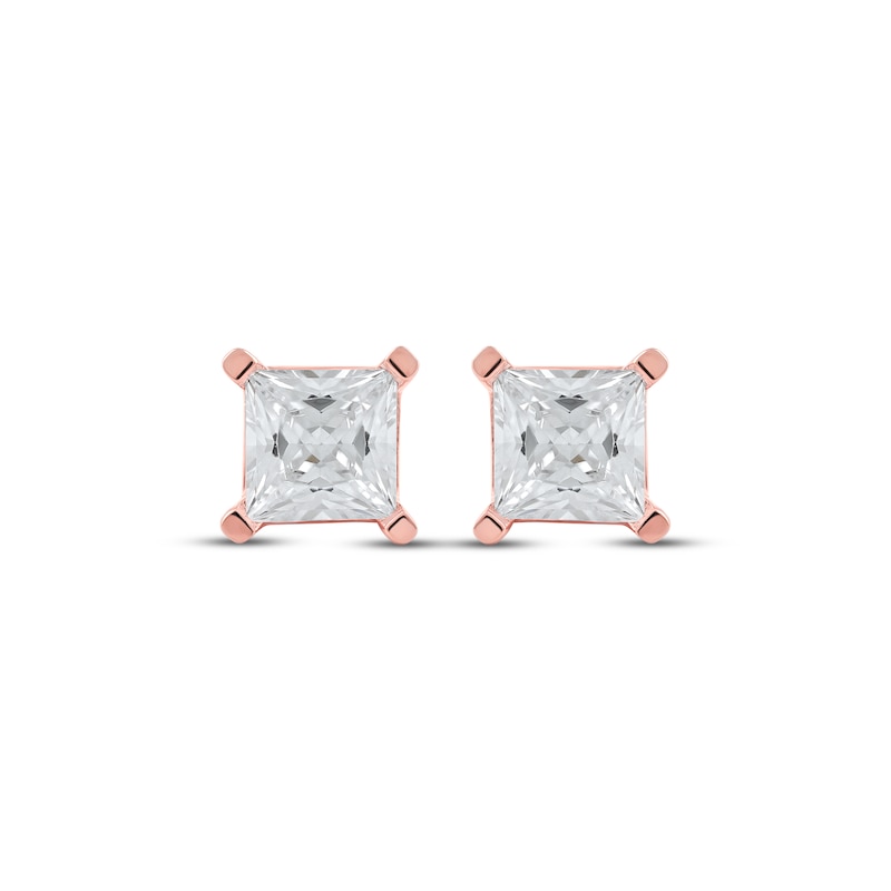 Lab-Created Diamonds by Princess-Cut Solitaire Stud Earrings 2 ct tw Rose Gold Plated