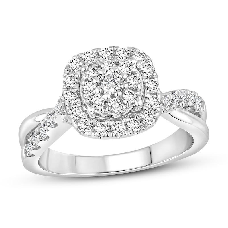 Diamond Engagement Ring 1/2 ct tw Round-cut White Gold Plated