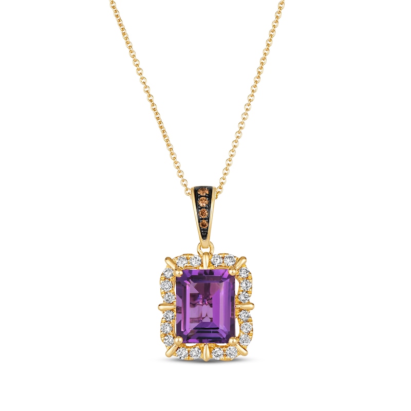 Le Vian Emerald-Cut Amethyst Necklace 3/8 ct tw Diamonds Honey Gold Plated 19"