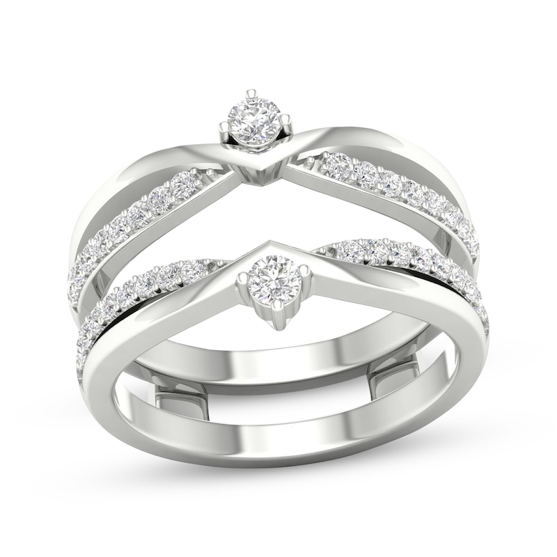 Round-Cut Diamond Double Enhancer Ring 3/8 ct tw White Gold Plated