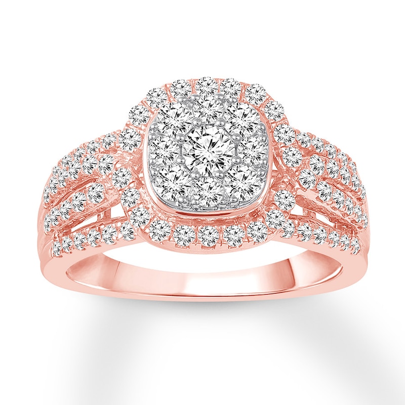 Diamond Engagement Ring 1 ct tw Round-cut Rose Gold Plated