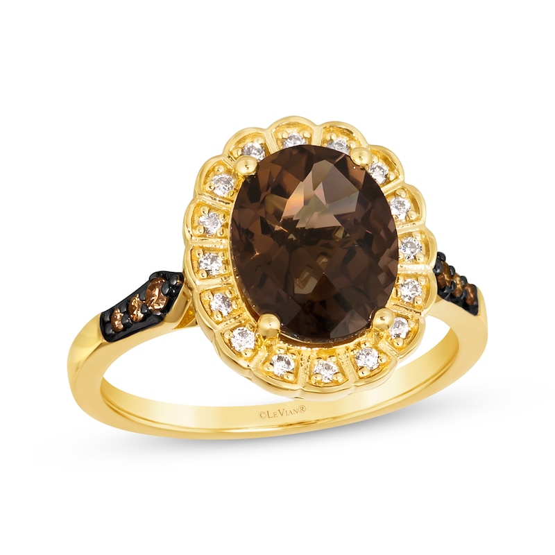 Le Vian Chocolate Quartz Ring 1/6 ct tw Diamonds Honey Gold Plated