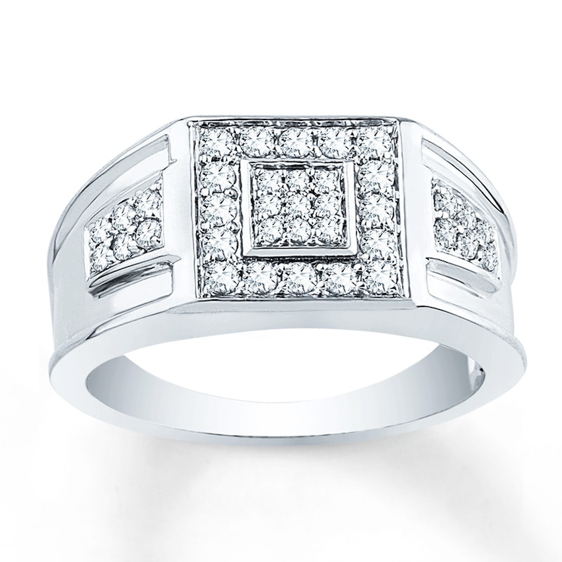 Men's Diamond Ring 1/2 ct tw Round-cut White Gold Plated