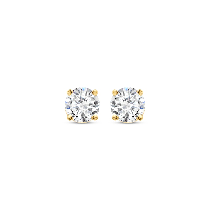 Diamond Solitaire Stud Earrings 5/8 ct tw Round-cut Yellow Gold Plated
