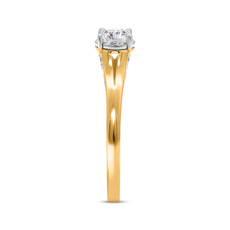 Round-Cut Diamond Solitaire Ring 1 ct tw Yellow Gold Plated