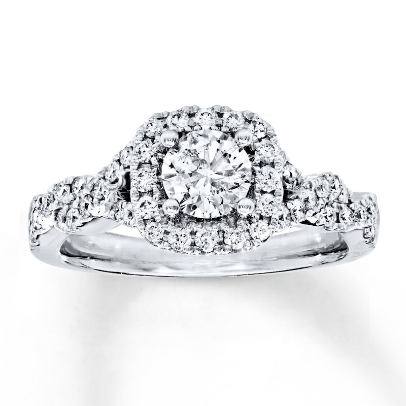 Diamond Engagement Ring 7/8 ct tw Round-cut White Gold Plated