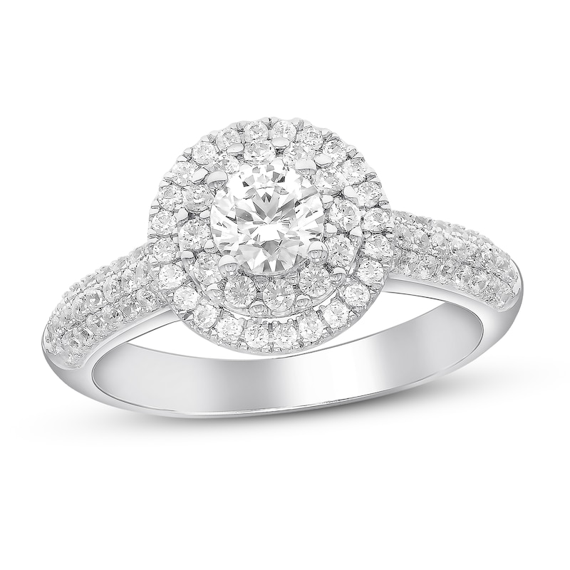Diamond Engagement Ring 1 ct tw Round-cut White Gold Plated