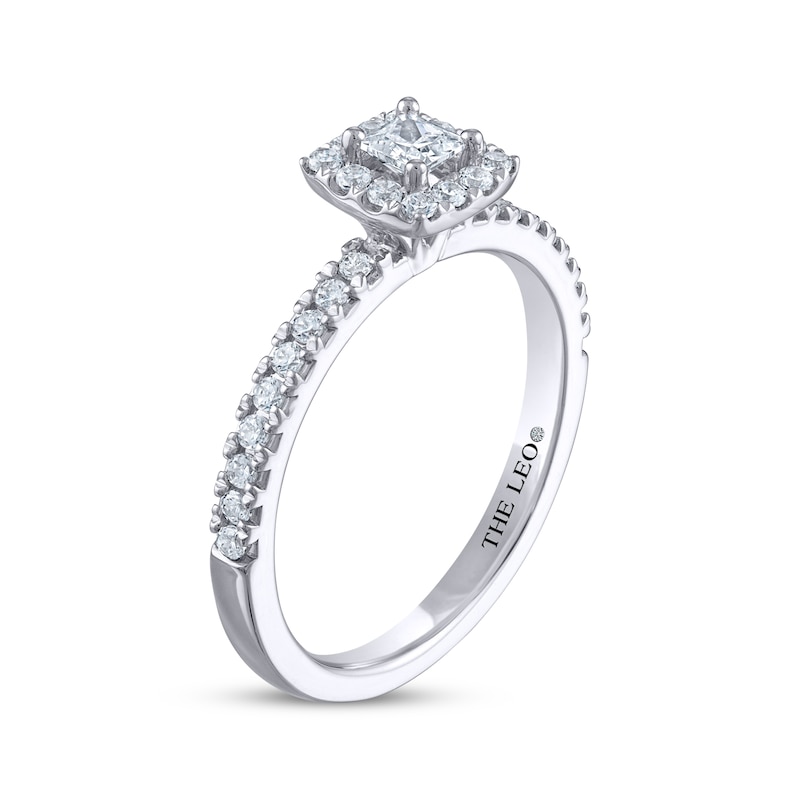 THE LEO Diamond Engagement Ring 1/2 ct tw Princess & Round-cut White Gold Plated
