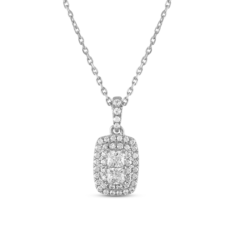 Forever Connected Diamond Necklace 1 ct tw Round & Princess-cut White Gold Plated 18"