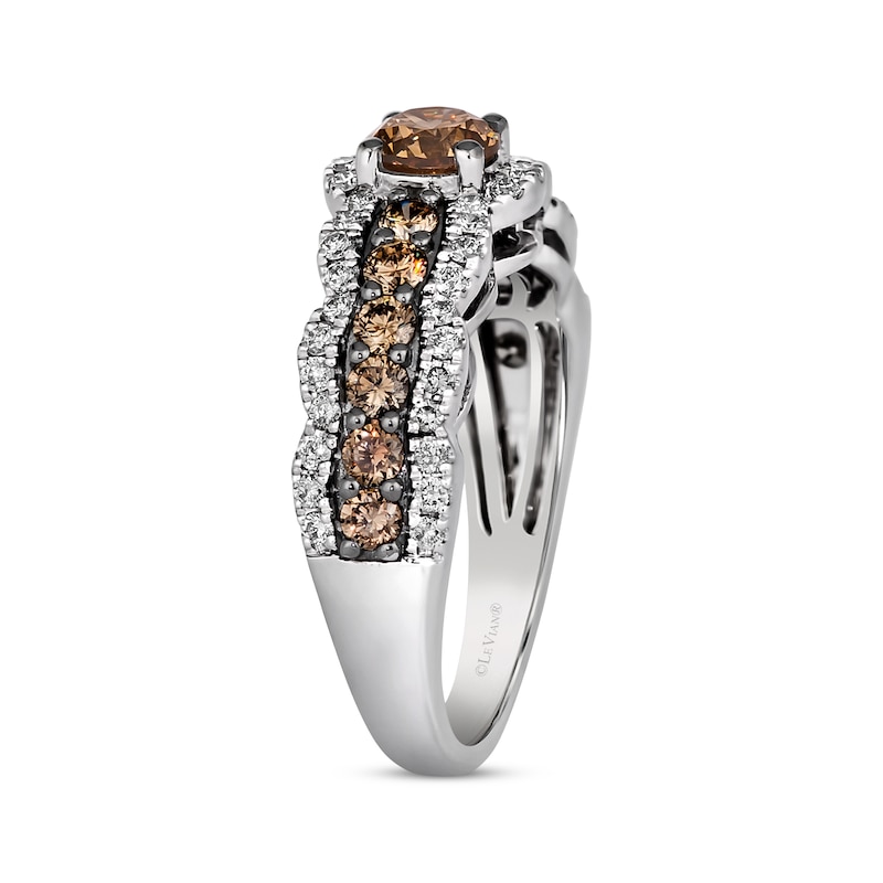 Le Vian Chocolate Waterfall Diamond Ring 1-1/3 ct tw Vanilla Gold Plated