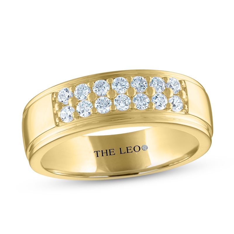 Men's THE LEO Diamond Wedding Band 1/2 ct tw Round-cut Yellow Gold Plated