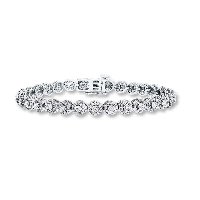 Diamond Bracelet 1 ct tw White Gold Plated 7.25