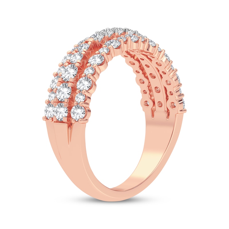 Diamond Three-Row Anniversary Band 1 ct tw Round-cut Rose Gold Plated