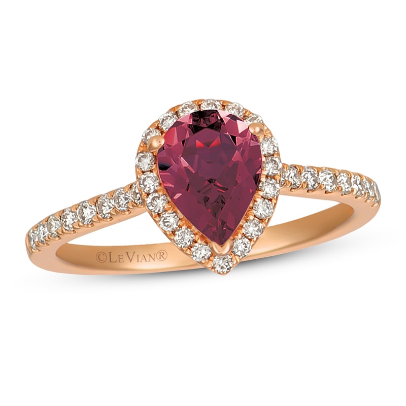 Le Vian Rhodolite & Diamond Ring 1/3 ct tw Strawberry Gold Plated