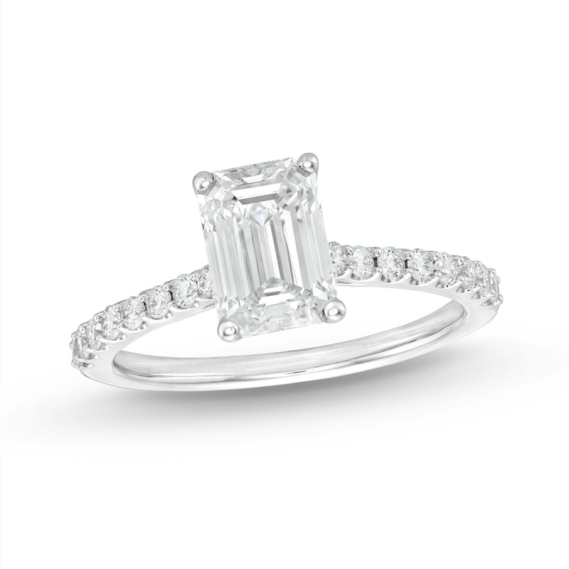 Lab-Created Diamonds by Emerald-Cut Engagement Ring 1-3/4 ct tw White Gold Plated