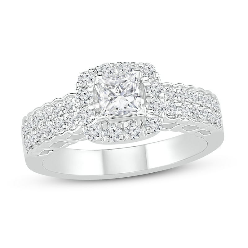 Princess-cut Diamond Engagement Ring 3/4 ct tw White Gold Plated