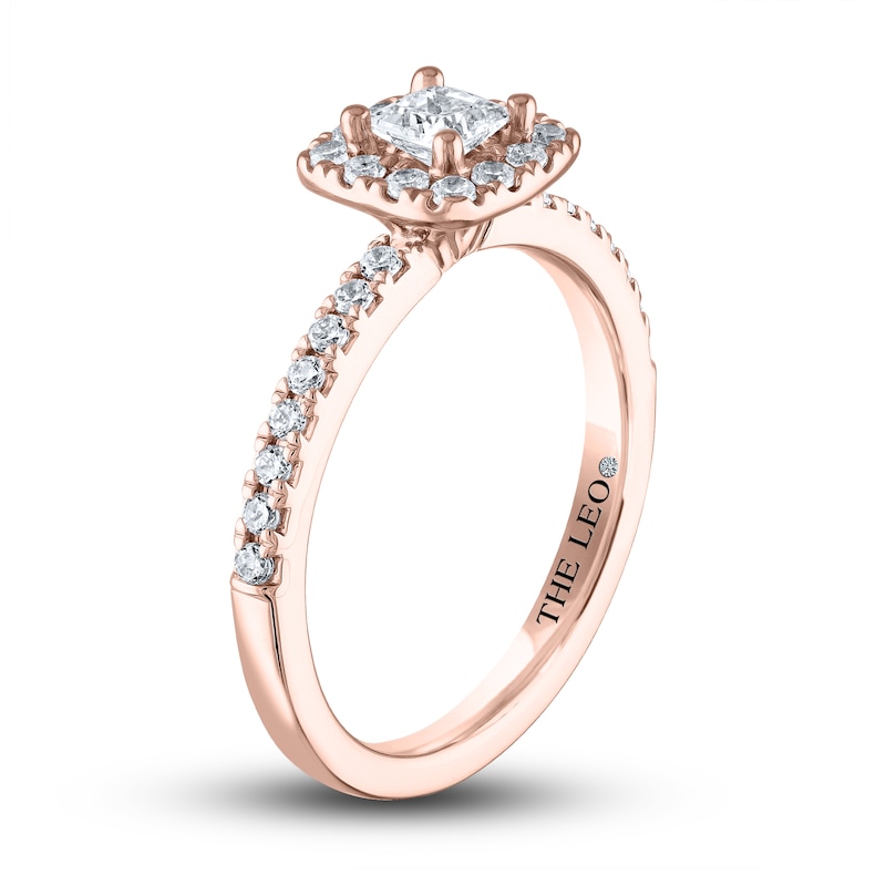 THE LEO Diamond Engagement Ring 5/8 ct tw Princess & Round-cut Rose Gold Plated