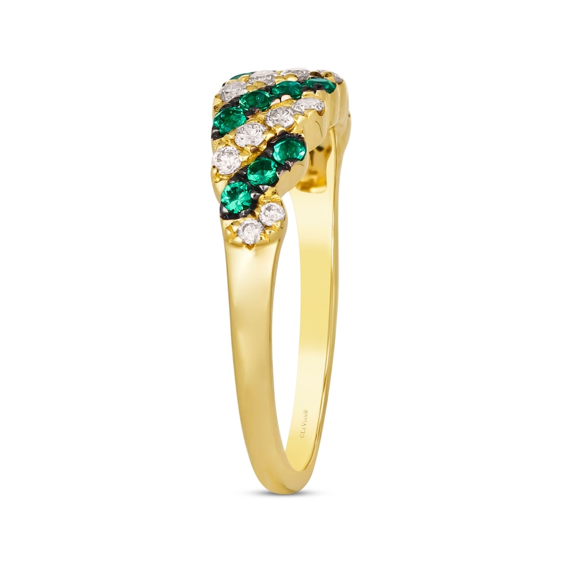 Le Vian Emerald & Diamond Diagonal Ring 1/4 ct tw Honey Gold Plated