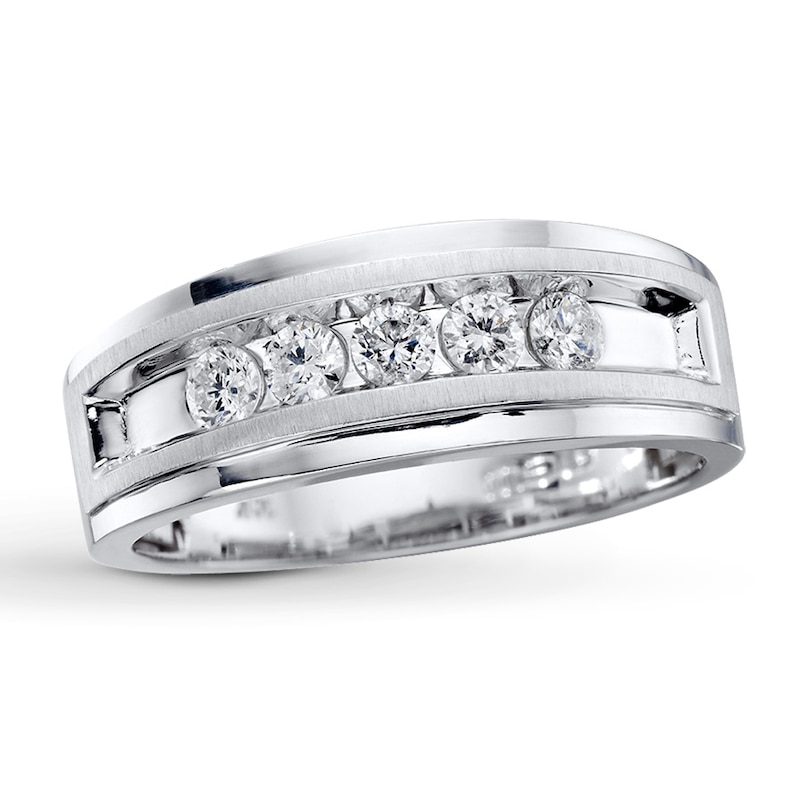 Men's Diamond Wedding Band 1/2 ct tw Round-cut White Gold Plated