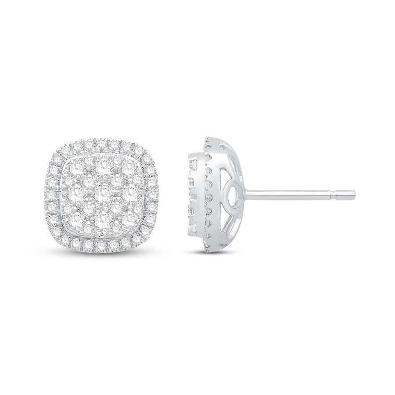 Diamond Stud Earrings 1 ct tw Round-Cut White Gold Plated