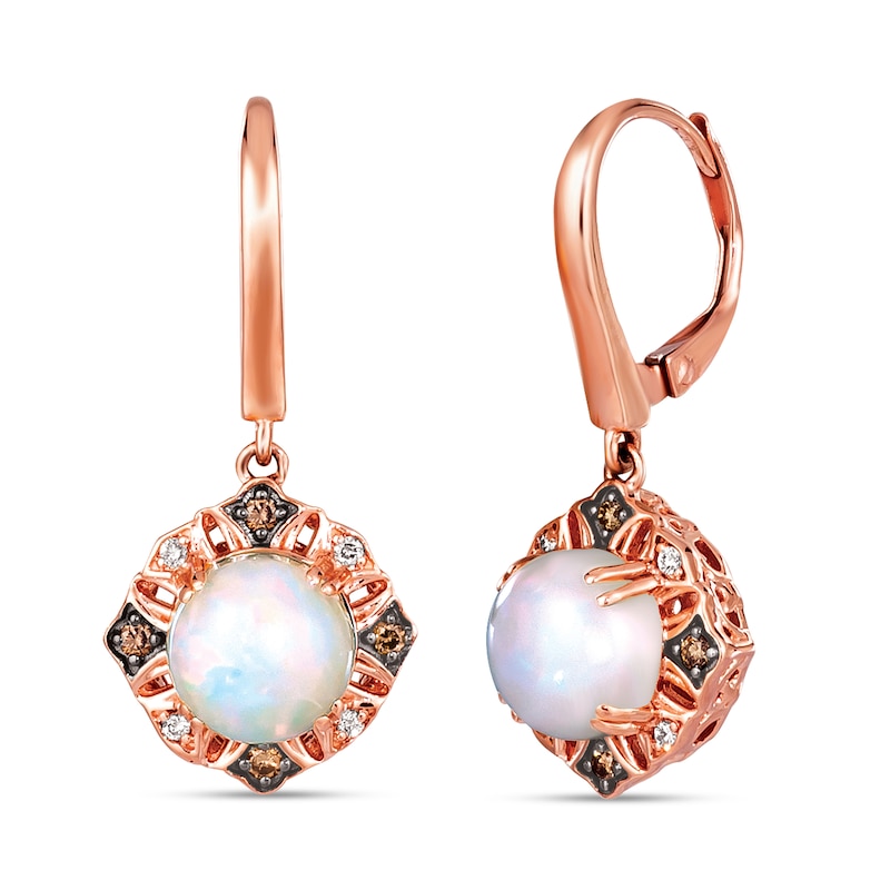 Le Vian Opal Earrings 1/6 ct tw Diamonds Strawberry Gold Plated