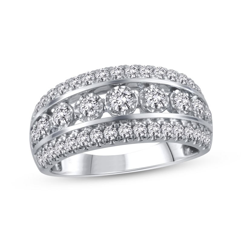 Diamond Anniversary Ring 1 ct tw Round-cut White Gold Plated