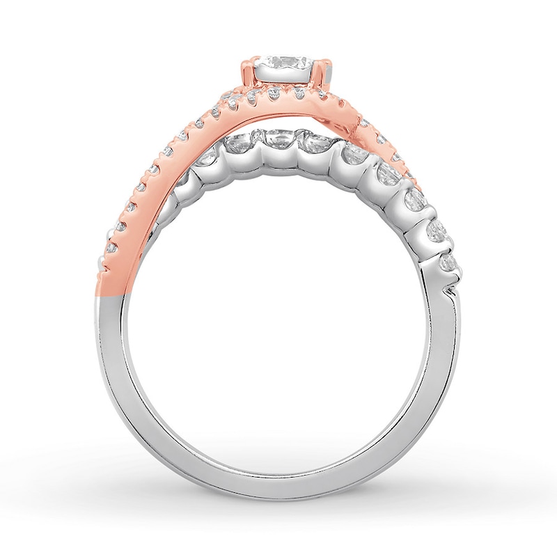 Diamond Engagement Ring 3/4 ct tw Two-Tone Gold Plated