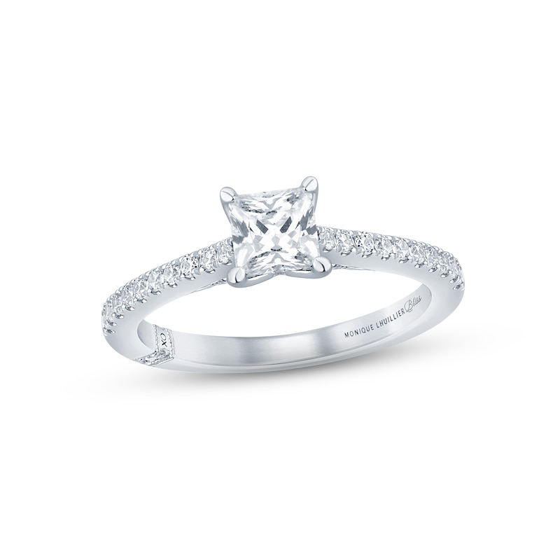 Monique Lhuillier Bliss Diamond Engagement Ring 5/8 ct tw Princess & Round-cut White Gold Plated