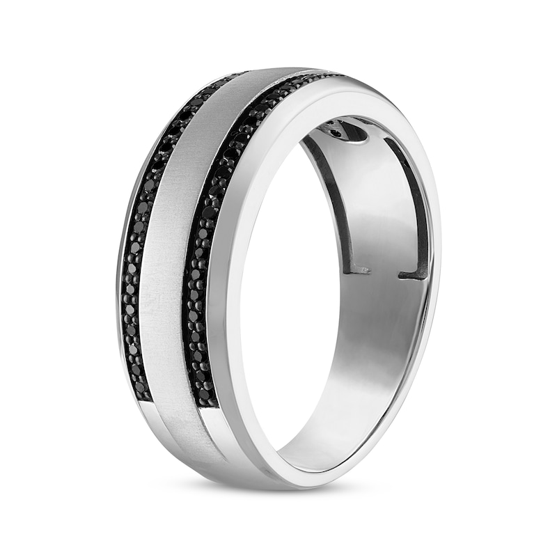 Men's Black Diamond Wedding Band 1/3 ct tw Round-cut White Gold Plated