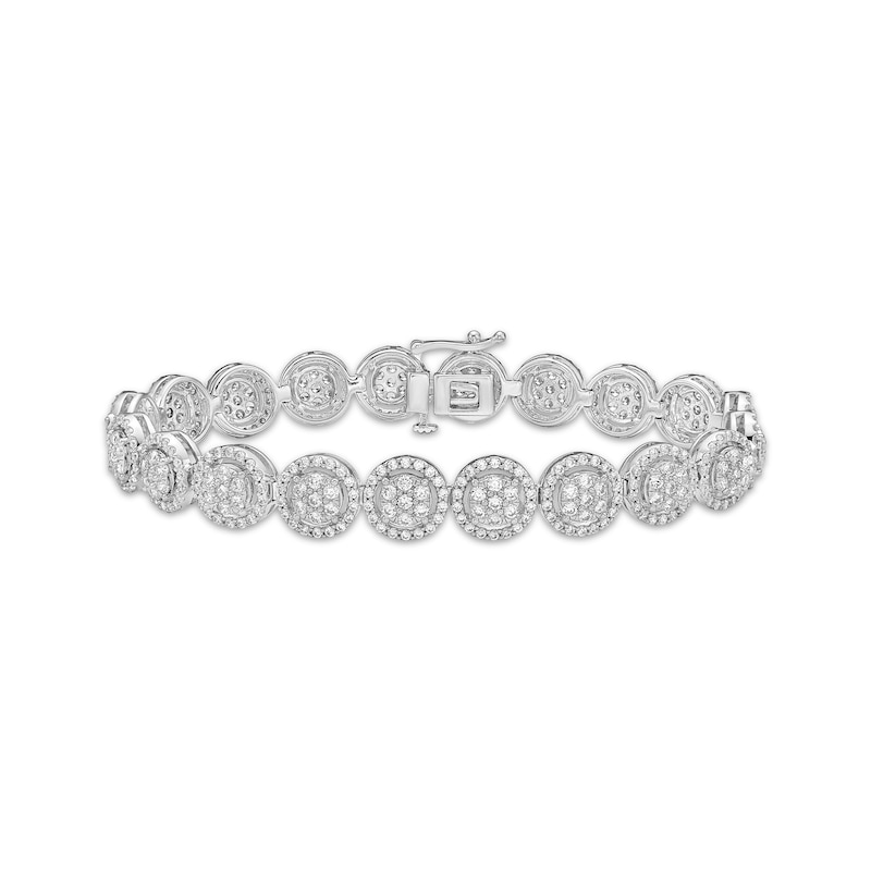 Diamond Circle Link Bracelet 5 ct tw White Gold Plated 7"