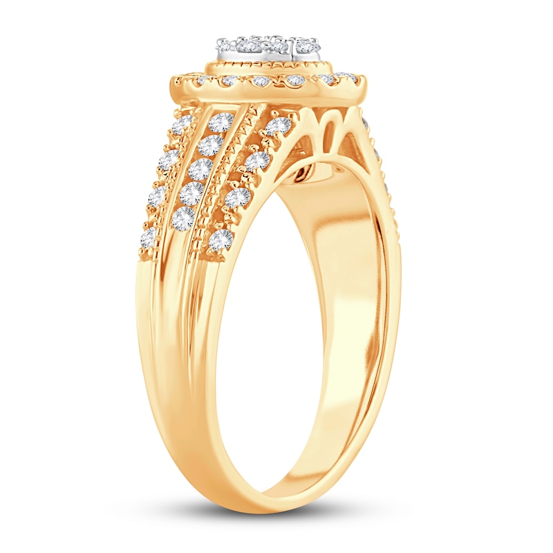 Multi-Stone Diamond Engagement Ring 1/2 ct tw Round-cut Yellow Gold Plated