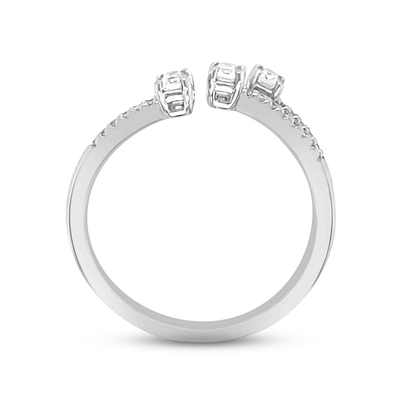 Diamond Deconstructed Ring 3/8 ct tw Emerald & Round-cut White Gold Plated