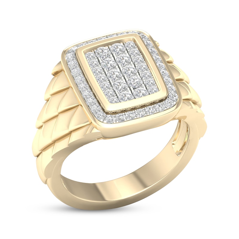 Multi-Diamond Center Scale Ring 1/2 ct tw Round-cut Yellow Gold Plated