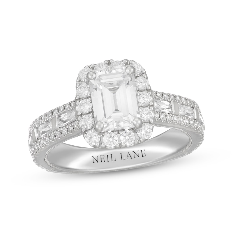 Neil Lane Premiere Emerald-cut Diamond Engagement Ring 2-3/8 ct tw White Gold Plated