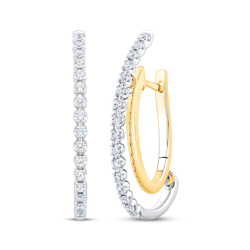 Unstoppable Love Diamond Double Hoop Earrings 1/2 ct tw Two-Tone Gold Plated