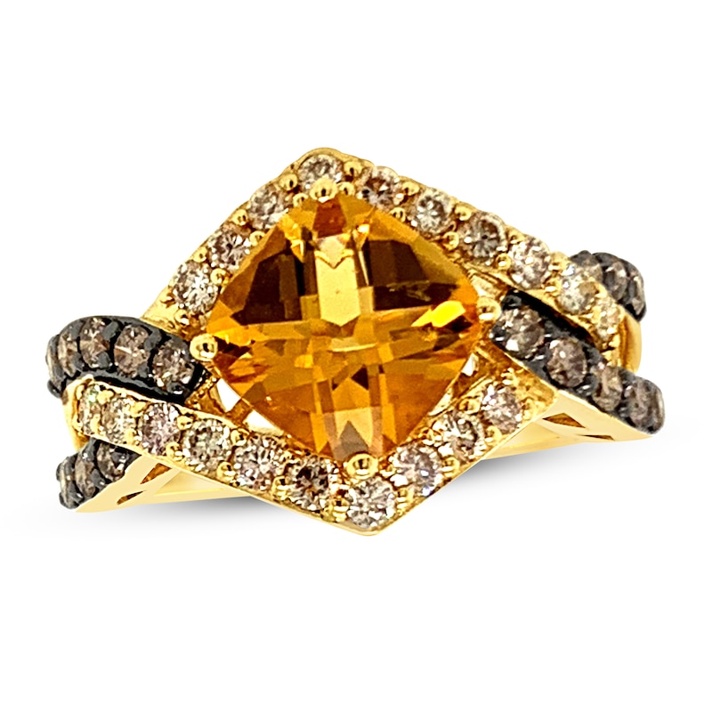 Le Vian Citrine & Diamond Ring 7/8 ct tw Honey Gold Plated