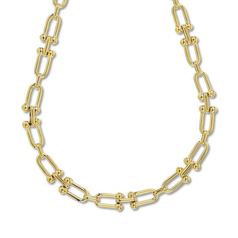 Hollow Link Necklace Yellow Gold Plated 16"