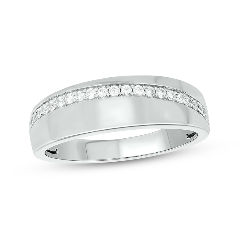 Men’s Round-Cut Diamond Arched Row Wedding Band 1/4 ct tw White Gold Plated