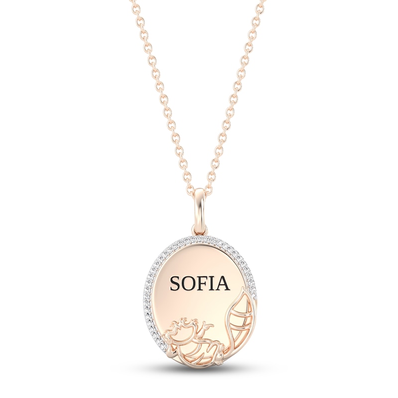 Treasures Wonderland "Cheshire Cat" Diamond Necklace 1/15 ct tw Rose Gold Plated 17"