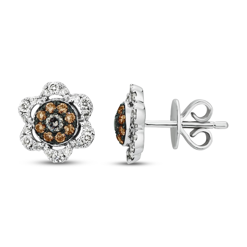 Le Vian Diamond Flower Earrings 5/8 ct tw Vanilla Gold Plated