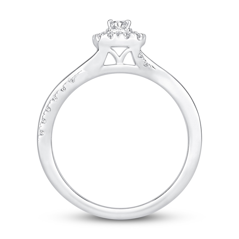 Diamond Engagement Ring 1/2 ct tw Oval & Round-cut White Gold Plated